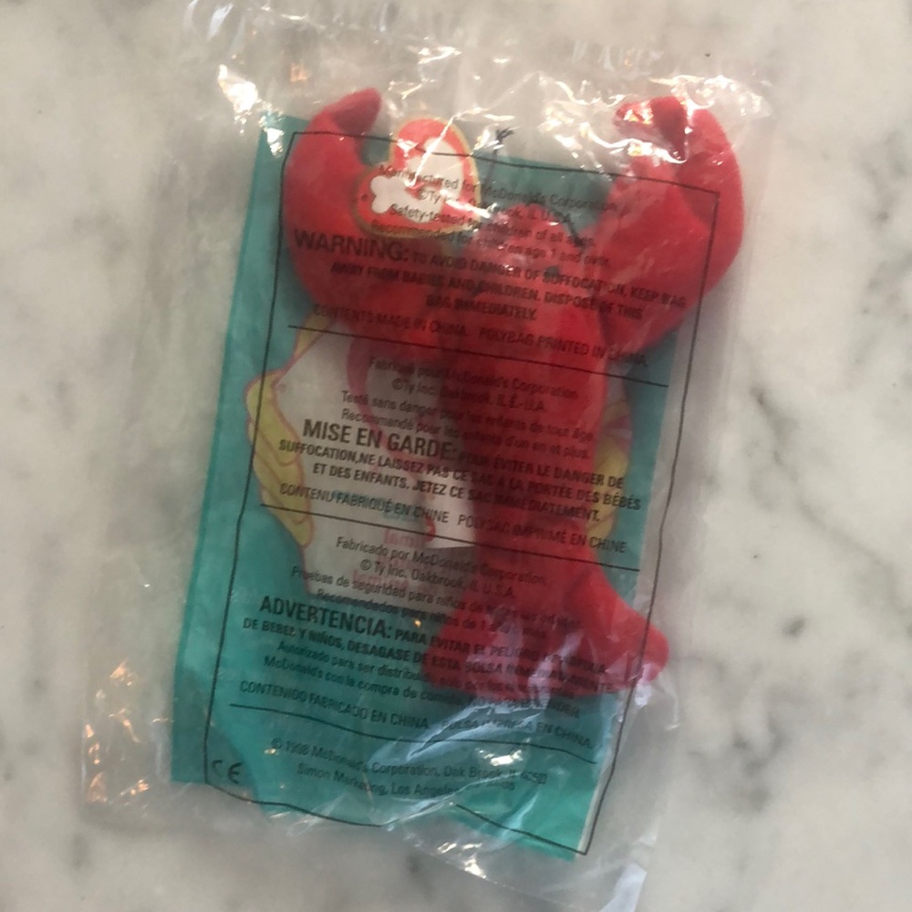 TY McDonald’s l New Mini Beanie Baby, Lobster “Pinchers” 90’s